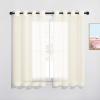 imageNICETOWN Sheer Window Curtain Panels  Ivory Eyelet Top Solid Voile for KitchenHotel 2 Pieces 54 Wide x 84inch LengthYellow Beige
