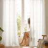 imageNICETOWN Short Sheer Curtains 36 inches Long Privacy Non See Through Drapes for Kitchen 2 Panels Light Filtering Grommet Top Semi Sheer Curtains for Bathroom Office 52 W x 63 L WhiteIvory White