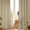 imageNICETOWN Short Sheer Curtains 36 inches Long Privacy Non See Through Drapes for Kitchen 2 Panels Light Filtering Grommet Top Semi Sheer Curtains for Bathroom Office 52 W x 63 L WhiteKhaki