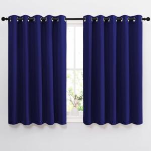 imageNICETOWN Bedroom Blackout Curtains Panels  Window Treatment Thermal Insulated Solid Grommet Blackout for Living Room Set of 2 66 by 54 Inch Navy Blue