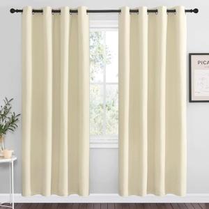 imageNICETOWN Beige Room Darkening Curtains 78 Long for Boho Farmhouse Home Decoration Window Treatment Total Privacy Drape Panels for Bedroom Living Room Guest Room 55 Wide Set of 2