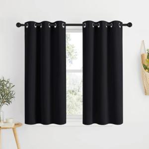 imageNICETOWN Black Out Cafe Curtains 48 inch Long 2 Panels Burg  Solid Thermal Insulated Grommet Light Reducing Curtains amp Drapes for BathroomNursery W37 x L48 2 Panels