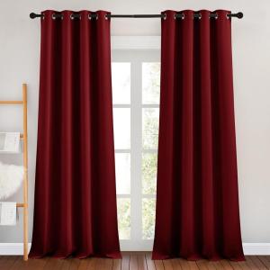 imageNICETOWN Blackout Curtain Panel Grommet  Home Decorations Thermal Insulated Solid Grommet Top Blackout Living Room PanelsDrapes for Gift Burgundy Red 1 Pair 46 x 90Inch