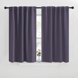imageNICETOWN Blackout Curtain Panels for Kitchen  Greyish Purple Color 42x30 inch 2 Panels Set Room Darkening Blackout Drapes for Window