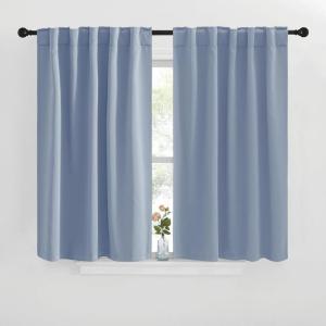 imageNICETOWN Blackout Curtain Panels for Living Room  Vintage Blue Color 42x36 inch 2 Panels Set Room Darkening Blackout Drapes for Window