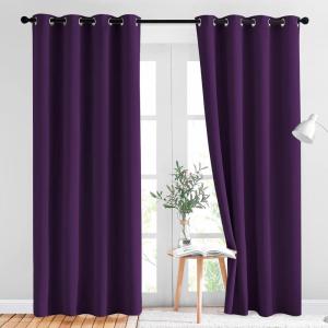 imageNICETOWN Blackout Curtains Drapery Panels  Window Treatment Royal Purple Blackout CurtainsPanels for BedroomLiving Room Window 84 inches Long 2 Panel Set
