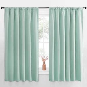imageNICETOWN Blackout Curtains for Bedroom Blackout Curtain Panels Aqua Blue 1 Pair 62 by 63inch Window Treatment Energy Saving Thermal Insulated Solid Rod Pocket Blackout DrapesDraperies