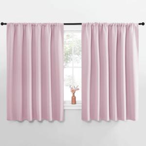 imageNICETOWN Blackout Curtains for Bedroom Blackout Curtain Panels Baby Pink 1 Pair 62 by 63inch Window Treatment Energy Saving Thermal Insulated Solid Rod Pocket Blackout DrapesDraperies