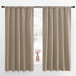 imageNICETOWN Blackout Curtains for Living Curtains Taupe Set of 2 52 by 63 Inch Window Treatment Blackout Curtain Panels Home Decor Thermal Insulated Solid Drapes for Bedroom