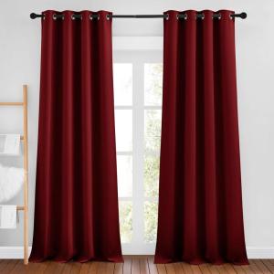imageNICETOWN Burgundy Red Curtains 102 inches Long Grommet Thermal Insulated Solid Blackout Curtains Privacy Window Treatments for BedroomLiving Room W46 x L102 2 Panels