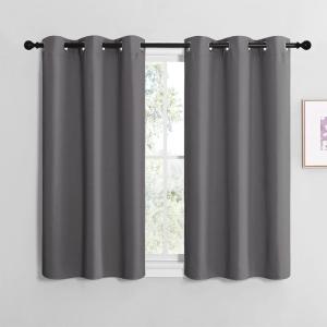 imageNICETOWN Grey Blackout Curtain Panels for Bedroom 2 Panels W29 x L30inch Thermal Insulated Grommet Top Blackout Draperies and Drapes for Basement