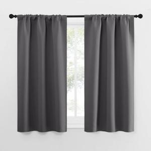 imageNICETOWN Grey Window Curtains for Bedroom  Home Decoration Thermal Insulated Rod Pocket Blackout Blinds amp Drapes for Small Windows Gray 2 Panels W34 x L54 Inch