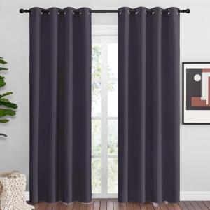 imageNICETOWN Greyish Purple Blackout Curtains 86 inches Length for Living Room 2 Panels 55 Wide Thermal Insulated Long Drapes for Large Window