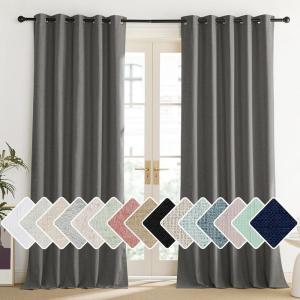 imageNICETOWN Grizzle Gray Vintage Linen 100 Blackout Curtains for Living Room Thermal Insulated Curtains 120 Long Noise Reducing Window Treatment Drapes for Home Office 62 Wide Per Panel Set of 2