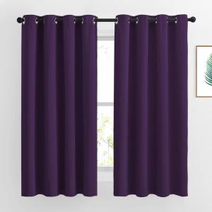 imageNICETOWN Insulated Curtains Blackout Draperies  Window Treatment Blackout CurtainsDrapes for BedroomLiving Room Window 63 inches Long 2 Panel Set Royal Purple