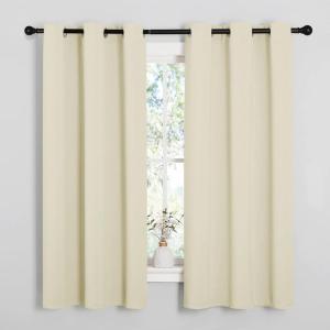 imageNICETOWN Kitchen Curtains for Decoration Thermal Insulated Grommet Room Darkening DraperiesPanels for Laundry Beige 2 Panels W42 x L63 inches