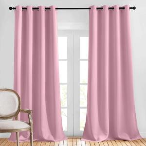 imageNICETOWN Long Crystal Pink Curtains for Patio  52 inches Wide x 108 inches Long 2 Panels Home Decoration Grommet Top Drapes Crystal Pink Bedroom Panels