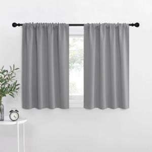 imageNICETOWN RV Blackout Curtains for Camper Windows Short Room Darkening Curtains for Kitchen Home Decoration Thermal Insulated Rod Pocket Drapes for Small Windows Silver Grey 2 Panels W42 x L36