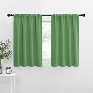 imageNICETOWN RV Bunk Curtains Froest Green 2 Panels W42 x L30 Inch Kitchen Window Curtains Over Sink Thermal Insulated Rod Pocket Blackout Blinds amp Drapes for Small Windows