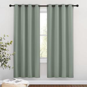 imageNICETOWN Sage Green Blackout Curtains amp Drapes for Bedroom  Room Darkening Energy Saving Thermal Insulated Grommet Voice Reducing Window Treatments for Living Room 1 Pair W46 x L72
