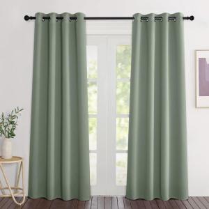 imageNICETOWN Sage Green Curtains 84 inch Length 2 Panels Grommet Thermal Insulated Window Treatments Light amp Sound Reducing Drapes for Living RoomBedroom W46 x L84