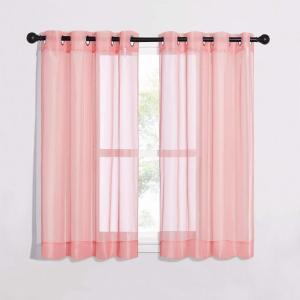 imageNICETOWN Sheer Window Curtain Panels  Ivory Eyelet Top Solid Voile for KitchenHotel 2 Pieces 54 Wide x 84inch LengthCoral
