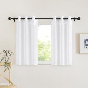 imageNICETOWN Sheer Window Curtain Panels  Ivory Eyelet Top Solid Voile for KitchenHotel 2 Pieces 54 Wide x 84inch LengthWhite