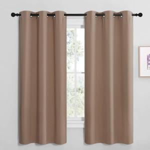 imageNICETOWN Short Window Treatment Thermal Insulated Solid Grommet Blackout CurtainsDrapes for Bedroom Samll Window Set of 2 42 by 68 Inch Cappuccino