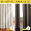 imageNICETOWN 100 Absolutely Blackout Linen Curtains with Thermal Insulated White Liner Beige W62 2 Pieces Noise Reducing Textured Linen Look Curtains for Windows 90 inch Length for Classroom