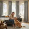 imageNICETOWN 395GSM Linen Pinch Pleated Vintage Olive Green Curtains 90 inch Long with Hooks  Room Darkening Wrinkle Resistant Drapes for Dining Room amp Bedroom Modern Home Decor 40 Wide 2 PanelsStone Grey