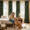 imageNICETOWN 395GSM Linen Pinch Pleated Vintage Olive Green Curtains 90 inch Long with Hooks  Room Darkening Wrinkle Resistant Drapes for Dining Room amp Bedroom Modern Home Decor 40 Wide 2 PanelsVintage Olive