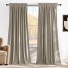 imageNICETOWN Black Velvet Curtains 2 Panels with Gold Foil Leaf Print  Modern Glam Black and Gold Drapes for Living Room Luxury Room Darkening Window Treatments for Bedroom amp Gothic Decor 50W x 84LBrown Series  Camel