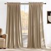imageNICETOWN Black Velvet Curtains 2 Panels with Gold Foil Leaf Print  Modern Glam Black and Gold Drapes for Living Room Luxury Room Darkening Window Treatments for Bedroom amp Gothic Decor 50W x 84LYellow Series  Beige