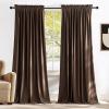 imageNICETOWN Black Velvet Curtains 2 Panels with Gold Foil Leaf Print  Modern Glam Black and Gold Drapes for Living Room Luxury Room Darkening Window Treatments for Bedroom amp Gothic Decor 50W x 84LBrown Series  Brown