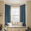 imageNICETOWN Black Velvet Curtains 2 Panels with Gold Foil Leaf Print  Modern Glam Black and Gold Drapes for Living Room Luxury Room Darkening Window Treatments for Bedroom amp Gothic Decor 50W x 84LSlate Blue