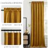 imageNICETOWN Black Velvet Curtains 2 Panels with Gold Foil Leaf Print  Modern Glam Black and Gold Drapes for Living Room Luxury Room Darkening Window Treatments for Bedroom amp Gothic Decor 50W x 84LYellow Series  Mustard Gold