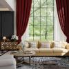imageNICETOWN Black Velvet Curtains 2 Panels with Gold Foil Leaf Print  Modern Glam Black and Gold Drapes for Living Room Luxury Room Darkening Window Treatments for Bedroom amp Gothic Decor 50W x 84LRed Series  Red