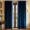 imageNICETOWN Black Velvet Curtains 2 Panels with Gold Foil Leaf Print  Modern Glam Black and Gold Drapes for Living Room Luxury Room Darkening Window Treatments for Bedroom amp Gothic Decor 50W x 84L1  Embroidered Trim  Navy Blue