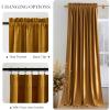 imageNICETOWN Black Velvet Curtains 2 Panels with Gold Foil Leaf Print  Modern Glam Black and Gold Drapes for Living Room Luxury Room Darkening Window Treatments for Bedroom amp Gothic Decor 50W x 84LYellow Series  Mustard Yellow