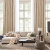 imageNICETOWN Black Velvet Curtains 2 Panels with Gold Foil Leaf Print  Modern Glam Black and Gold Drapes for Living Room Luxury Room Darkening Window Treatments for Bedroom amp Gothic Decor 50W x 84LYellow Series  Beige