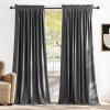 imageNICETOWN Black Velvet Curtains 2 Panels with Gold Foil Leaf Print  Modern Glam Black and Gold Drapes for Living Room Luxury Room Darkening Window Treatments for Bedroom amp Gothic Decor 50W x 84LGrey Series  Grey