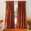 imageNICETOWN Black Velvet Curtains 2 Panels with Gold Foil Leaf Print  Modern Glam Black and Gold Drapes for Living Room Luxury Room Darkening Window Treatments for Bedroom amp Gothic Decor 50W x 84LRed Series  Red Orange