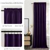 imageNICETOWN Black Velvet Curtains 2 Panels with Gold Foil Leaf Print  Modern Glam Black and Gold Drapes for Living Room Luxury Room Darkening Window Treatments for Bedroom amp Gothic Decor 50W x 84LPurple Series  Purple