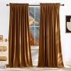 imageNICETOWN Black Velvet Curtains 2 Panels with Gold Foil Leaf Print  Modern Glam Black and Gold Drapes for Living Room Luxury Room Darkening Window Treatments for Bedroom amp Gothic Decor 50W x 84LYellow Series  Bronze