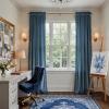 imageNICETOWN Black Velvet Curtains 2 Panels with Gold Foil Leaf Print  Modern Glam Black and Gold Drapes for Living Room Luxury Room Darkening Window Treatments for Bedroom amp Gothic Decor 50W x 84L3  Pom Pom  Slate Blue