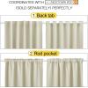 imageNICETOWN Blackout Curtain Panels for Kitchen  Beige Color 42x30 inch 2 Panels Set Room Darkening Blackout Drapes for Window