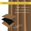 imageNICETOWN Blackout Curtains for Kids Room  Triple Weave Microfiber Home Thermal Insulated Solid Ring Top Blackout PanelsDrapes for BedroomGold Brown Set of 2 46 x 54 Inch