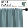imageNICETOWN Greyish Blue Blackout Curtains Panels for Window Thermal Insulated Rod Pocket Blackout DrapesDraperies for Living Room 2 Panels W52 x L63 inches