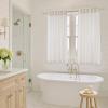 imageNICETOWN Linen Semi Sheer Curtains 72 inches Long Rod Pocket amp Back Tab Thick Flax Linen Weave Drapes Privacy Added with Light Filtering for BedroomFarmhouse Cream W55 x L72 2 PanelsCream