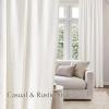 imageNICETOWN Linen Semi Sheer Curtains 72 inches Long Rod Pocket amp Back Tab Thick Flax Linen Weave Drapes Privacy Added with Light Filtering for BedroomFarmhouse Cream W55 x L72 2 PanelsJacquard Natural